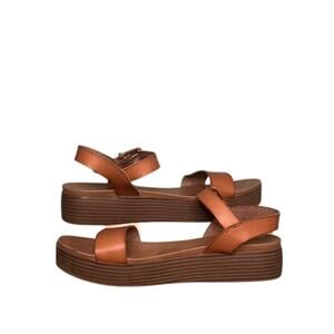 Express Tan Ankle Strap Platform Sandel Size 10